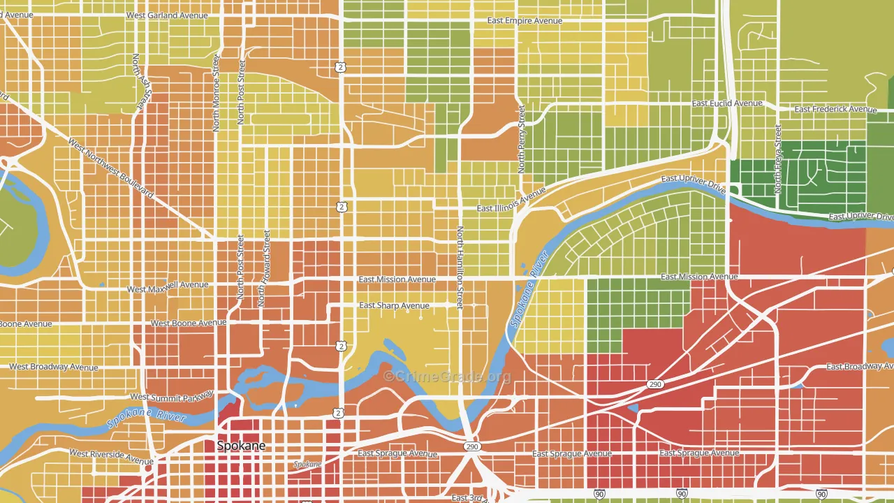 Logan, Spokane, WA Map of Arson Rates