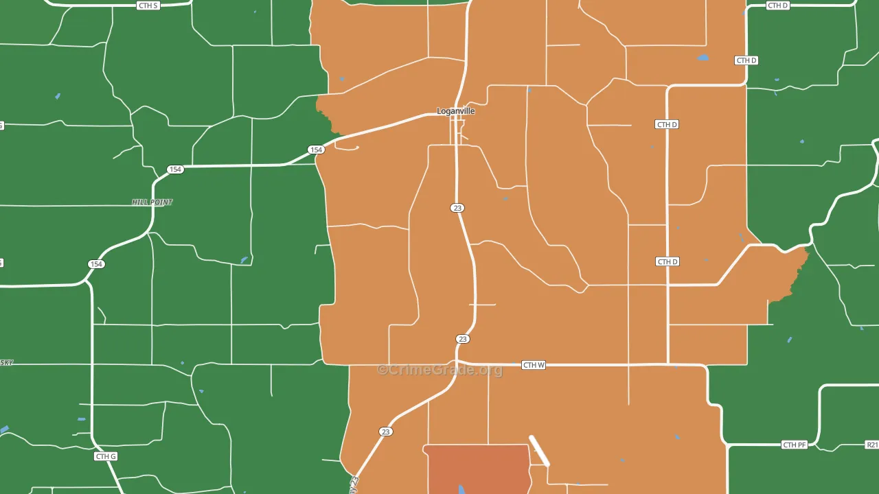 Loganville, WI Map of Arson Rates