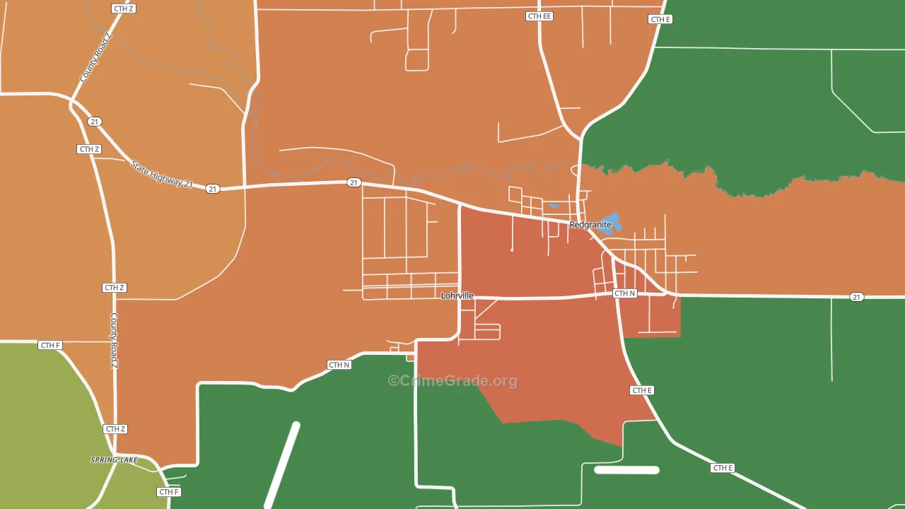 Lohrville, WI Map of Arson Rates