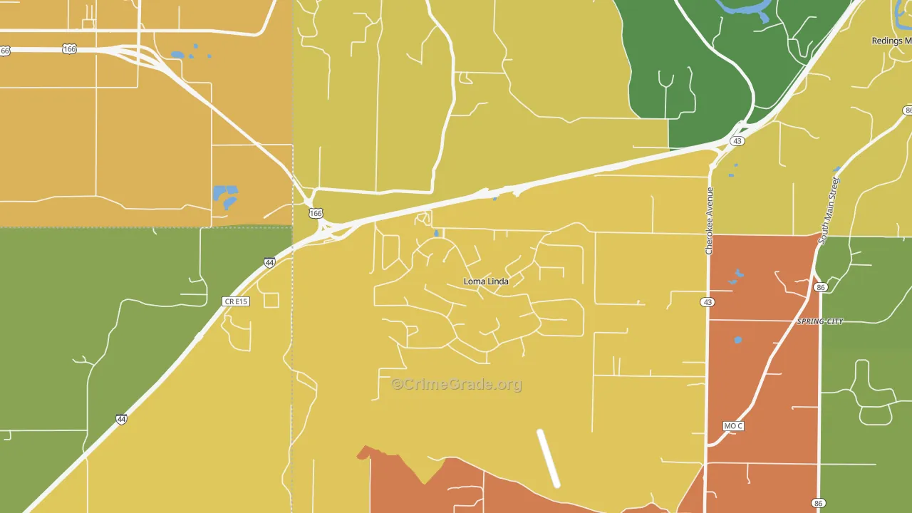 Loma Linda, MO Map of Arson Rates