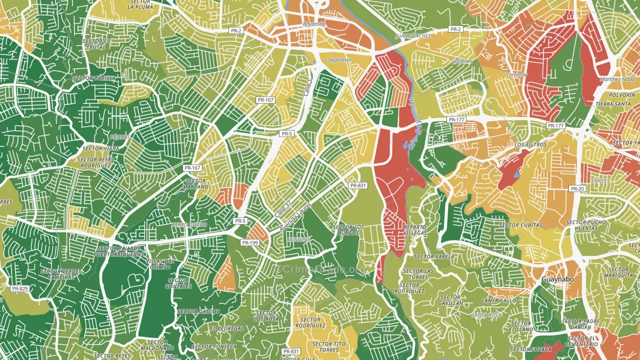 Lomas Verdes, Bayamon, PR Map of Arson Rates