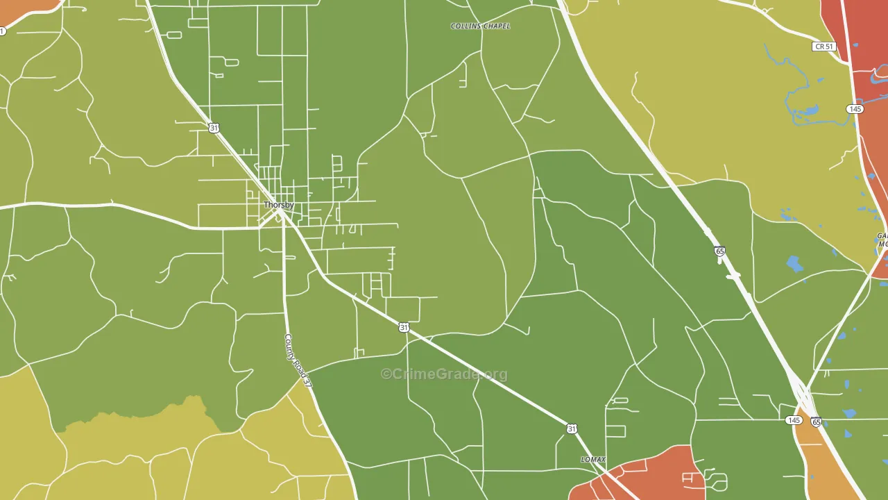 Lomax, AL Map of Arson Rates