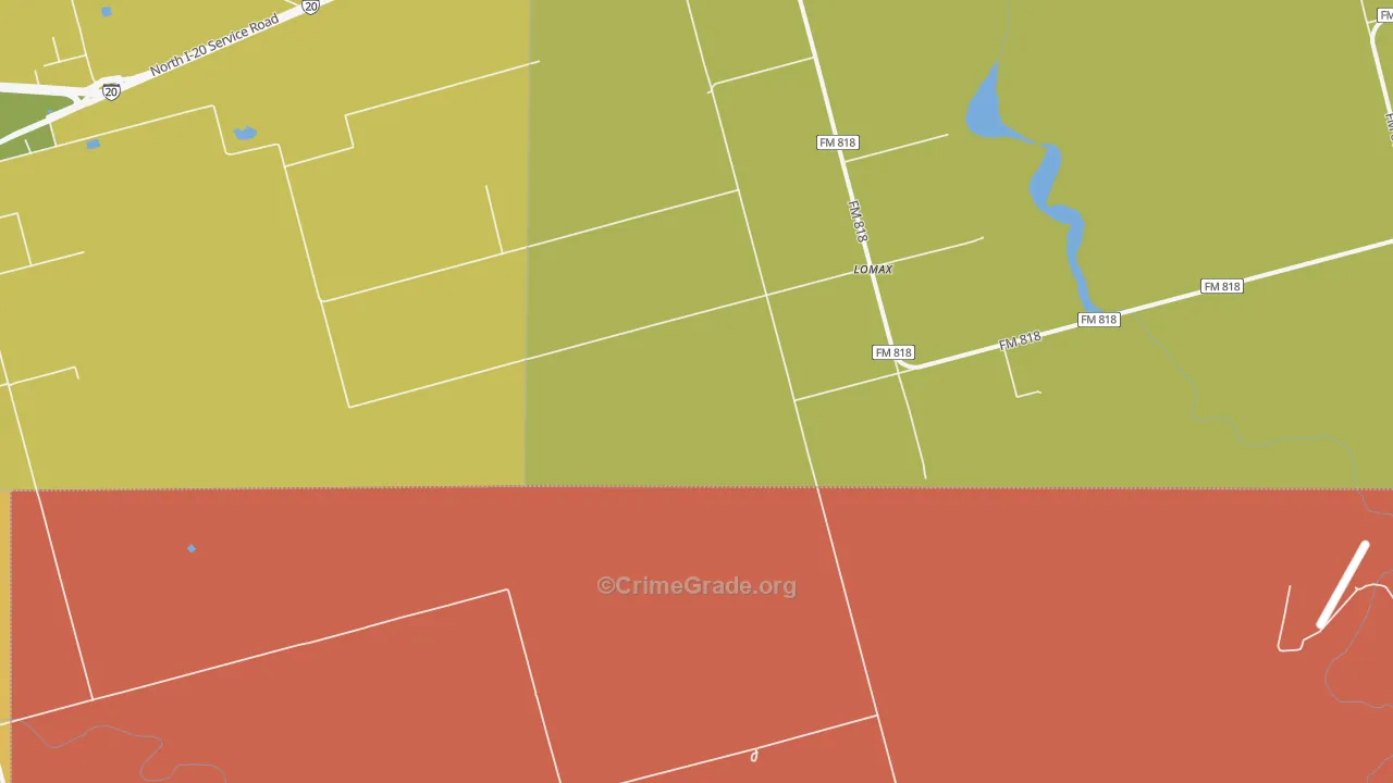 Lomax, TX Map of Arson Rates