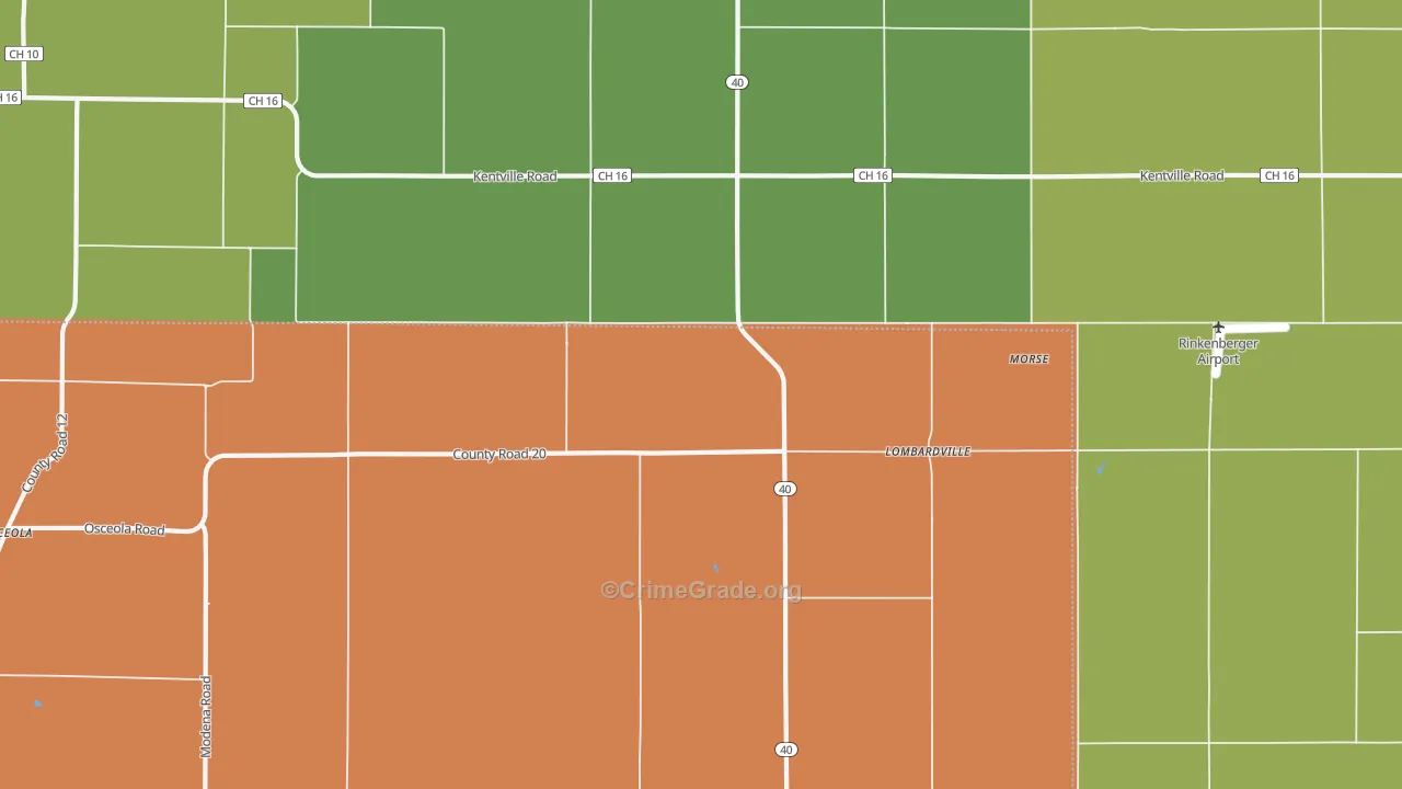 Lombardville, IL Map of Arson Rates