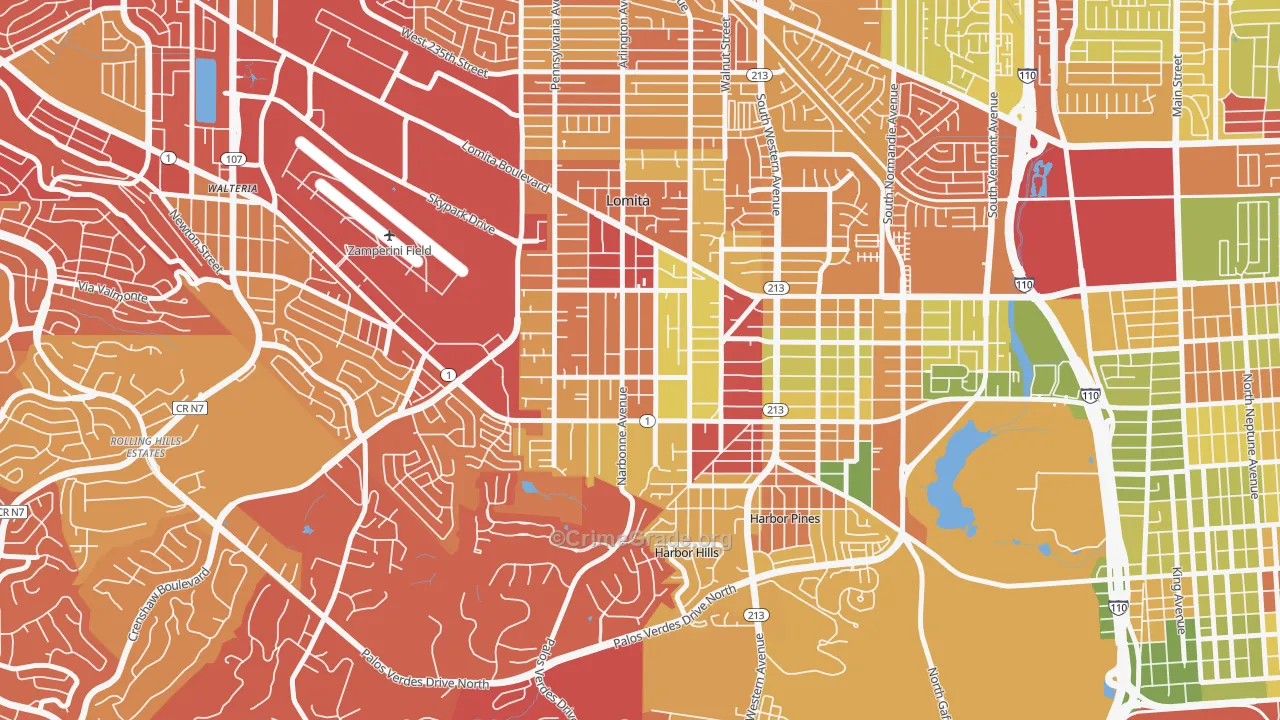 Lomita, CA Map of Arson Rates
