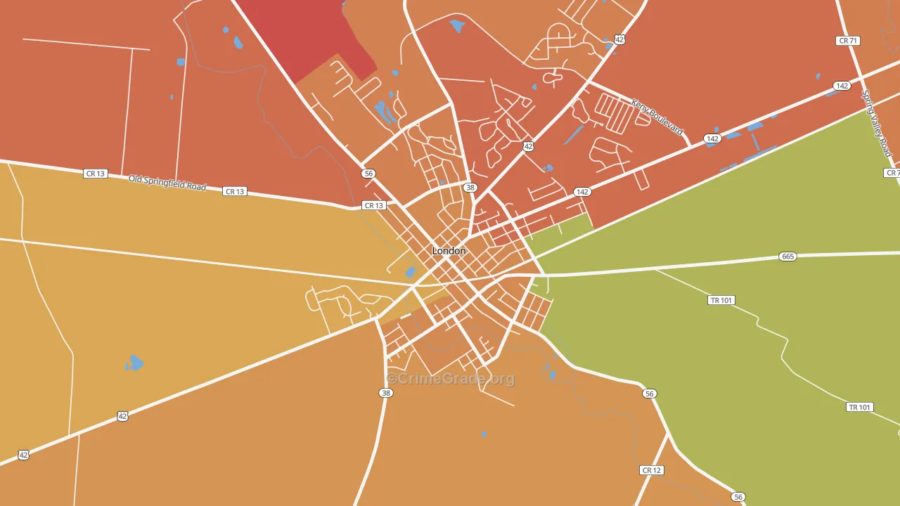 London Historic District, London, OH Map of Arson Rates