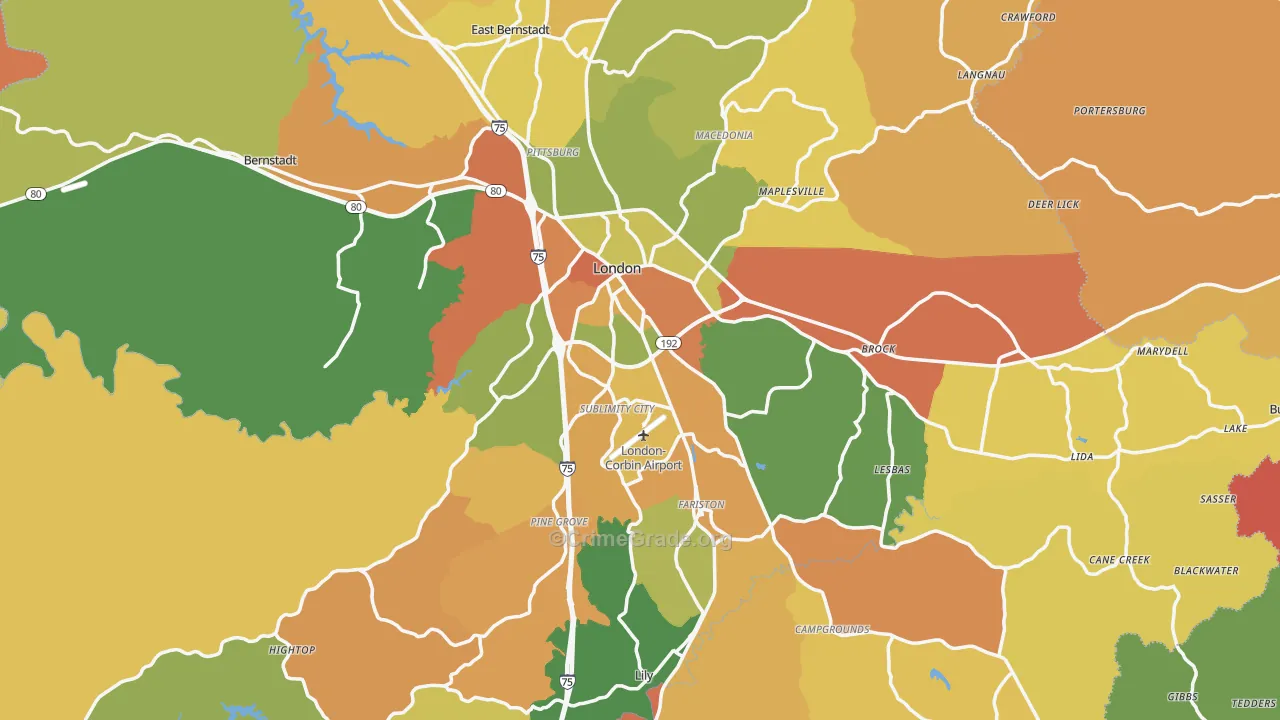 London, KY Map of Arson Rates