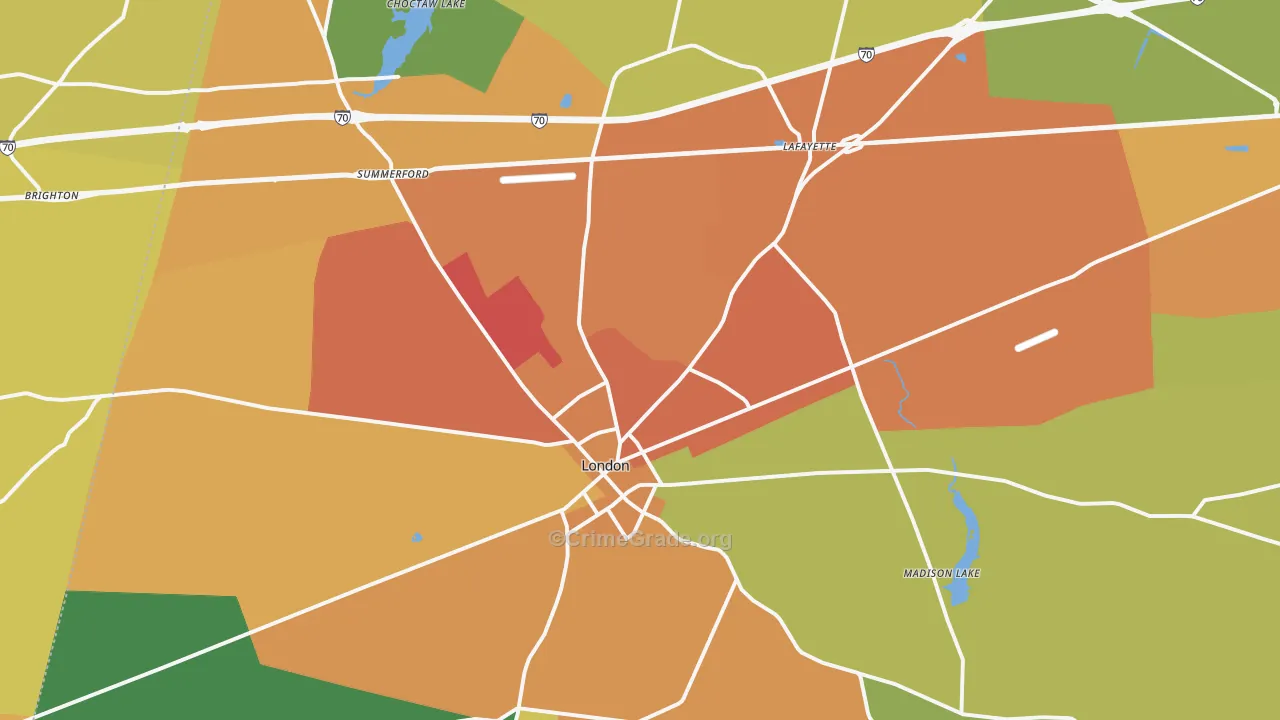 London, OH Map of Arson Rates