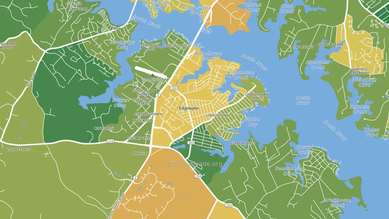 Londontowne, Edgewater, MD Map of Arson Rates