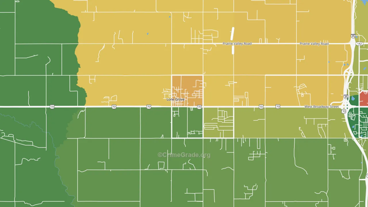 Lone Grove, OK Map of Arson Rates