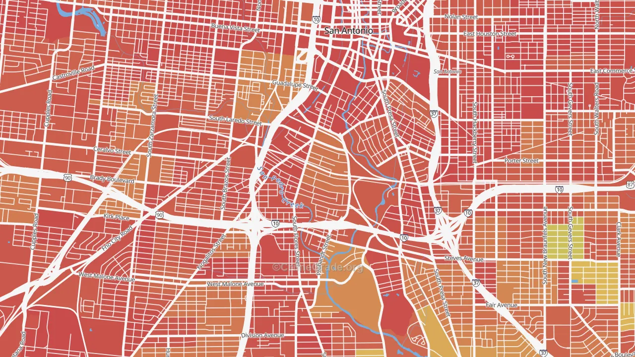 Lone Star, San Antonio, TX Map of Arson Rates