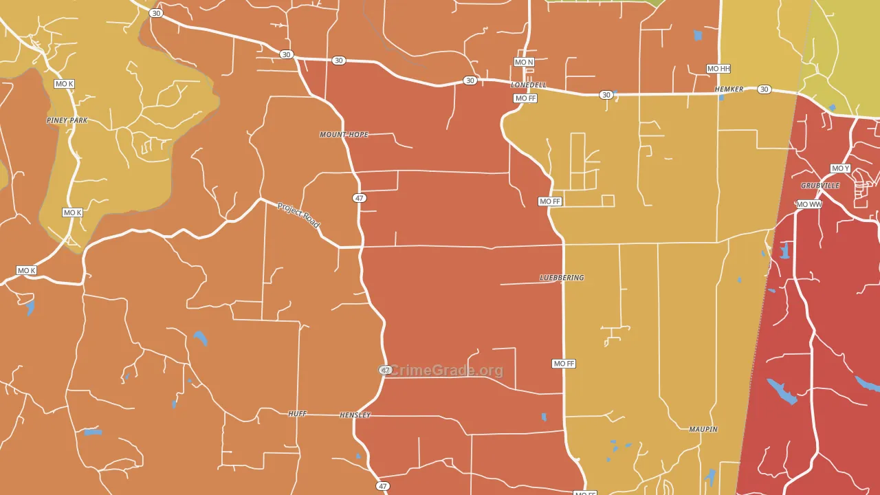 Lonedell, MO Map of Arson Rates