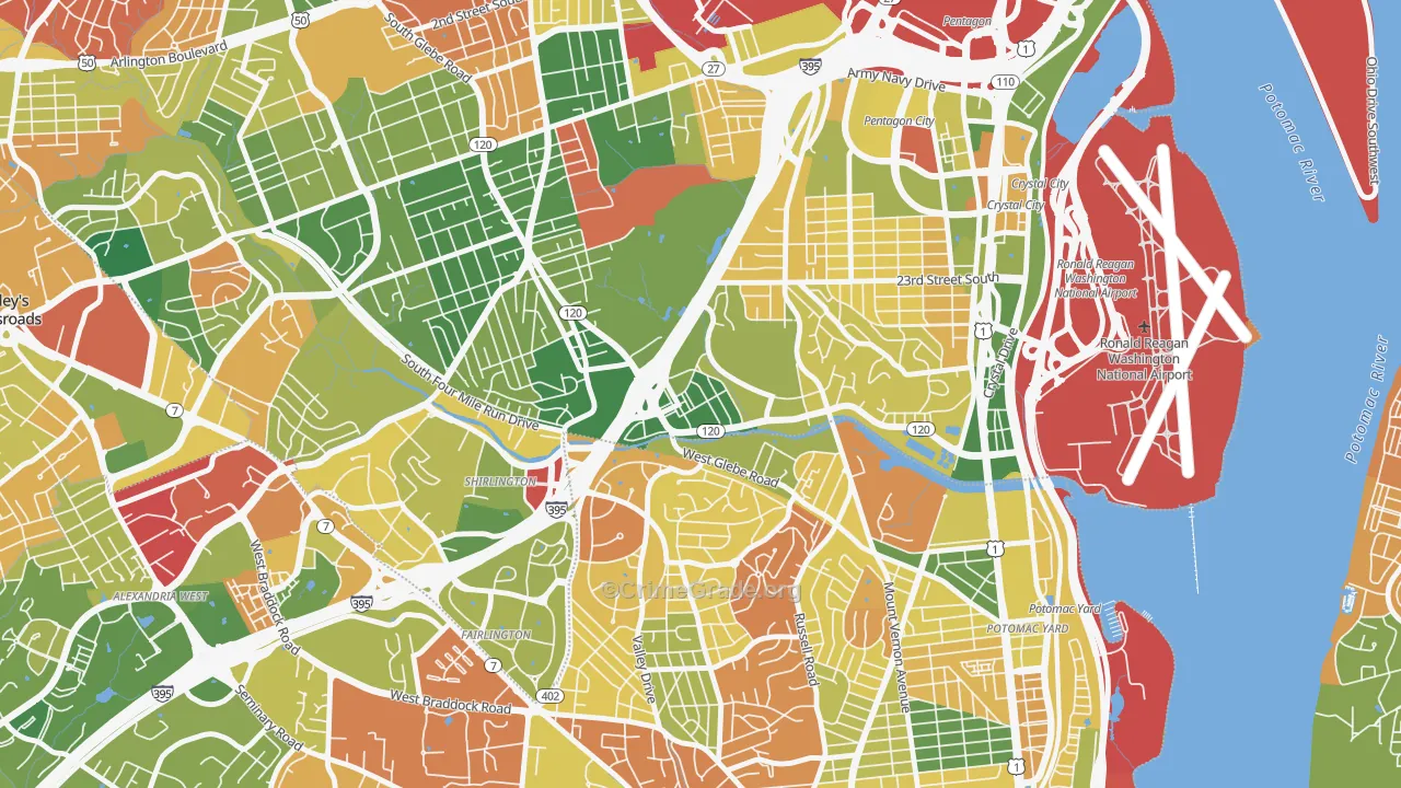 Long Branch Creek, Arlington, VA Map of Arson Rates