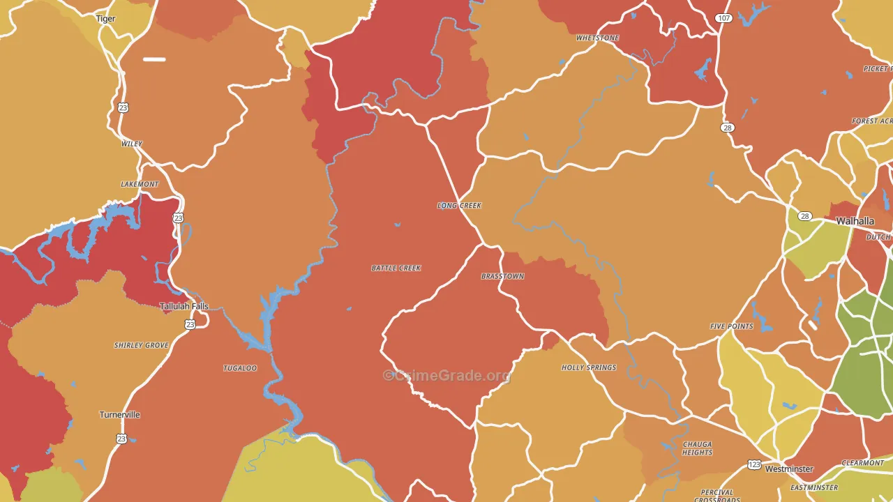 Long Creek, SC Map of Arson Rates