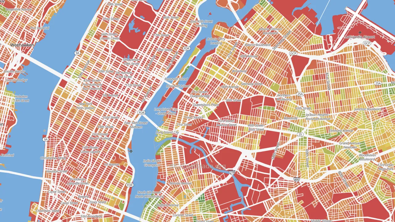 Long Island City, Queens, NY Map of Arson Rates