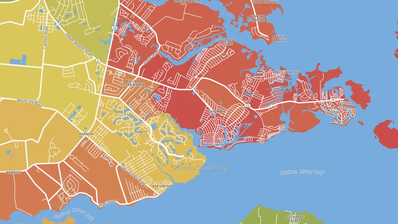Long Neck, DE Map of Arson Rates