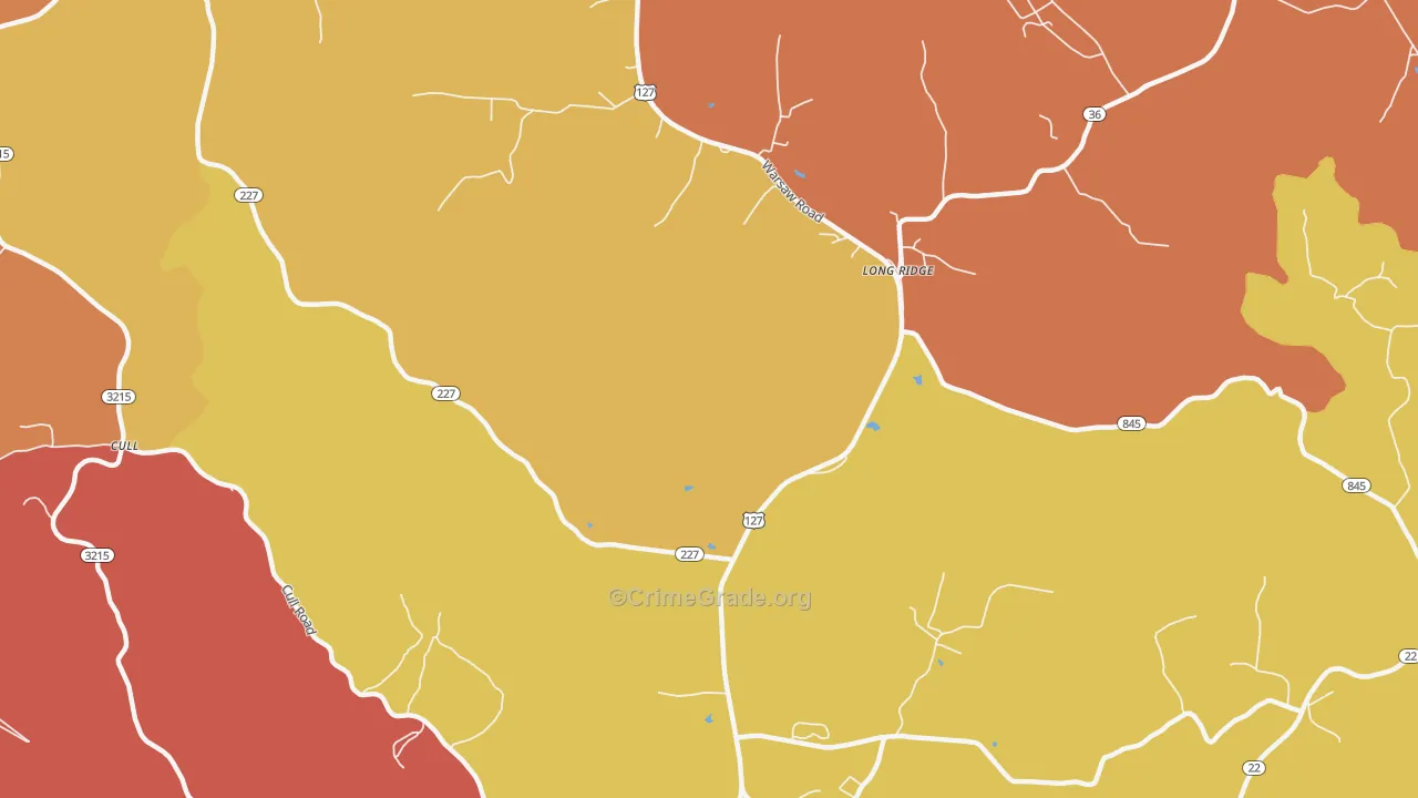 Long Ridge, KY Map of Arson Rates