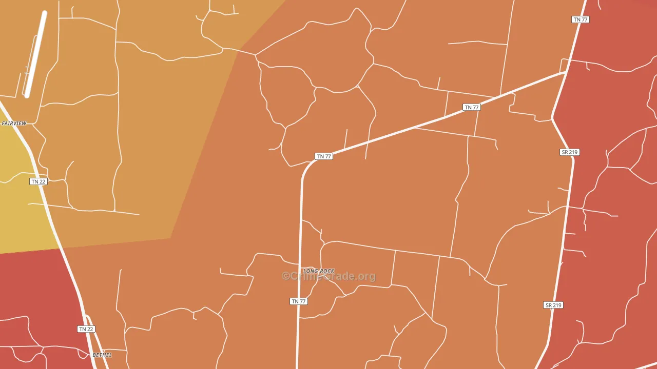 Long Rock, TN Map of Arson Rates