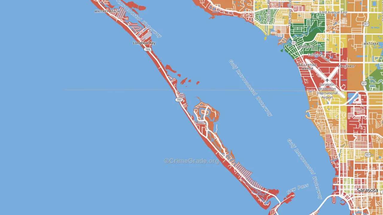Longboat Key, FL Map of Arson Rates