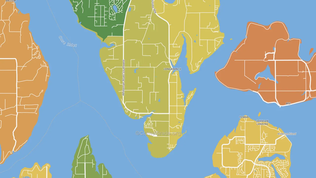 Longbranch, WA Map of Arson Rates