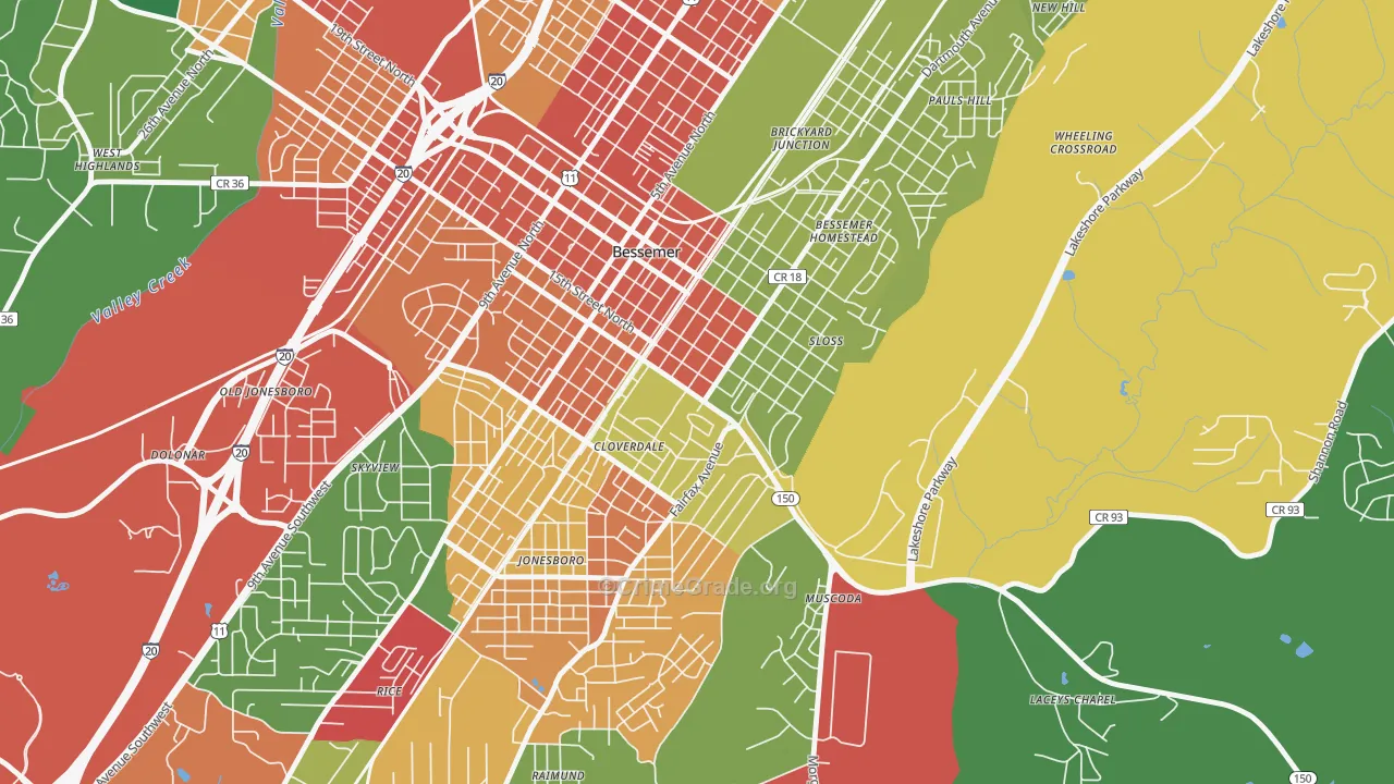 Longbrook Estates, Bessemer, AL Map of Arson Rates