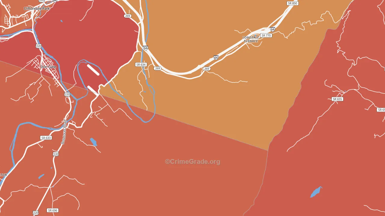 Longdale Furnace, VA Map of Arson Rates