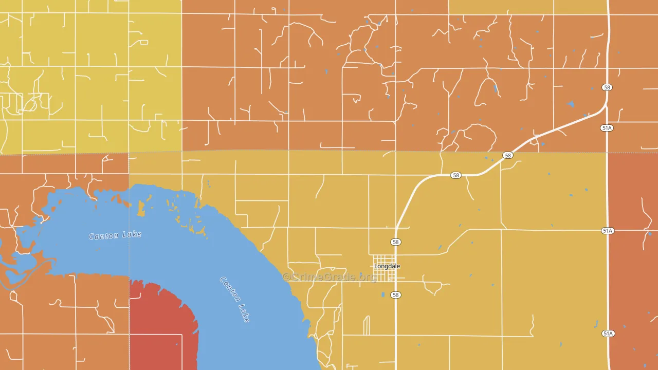 Longdale, OK Map of Arson Rates