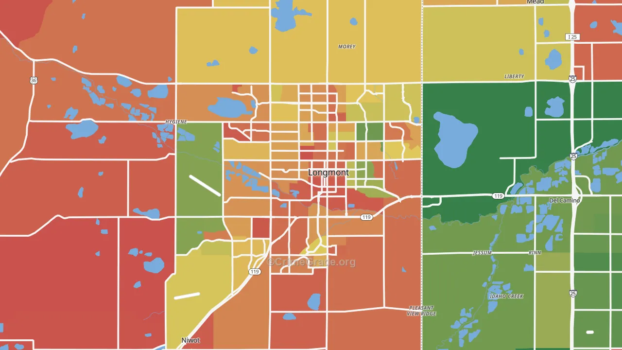 Longmont, CO Map of Arson Rates