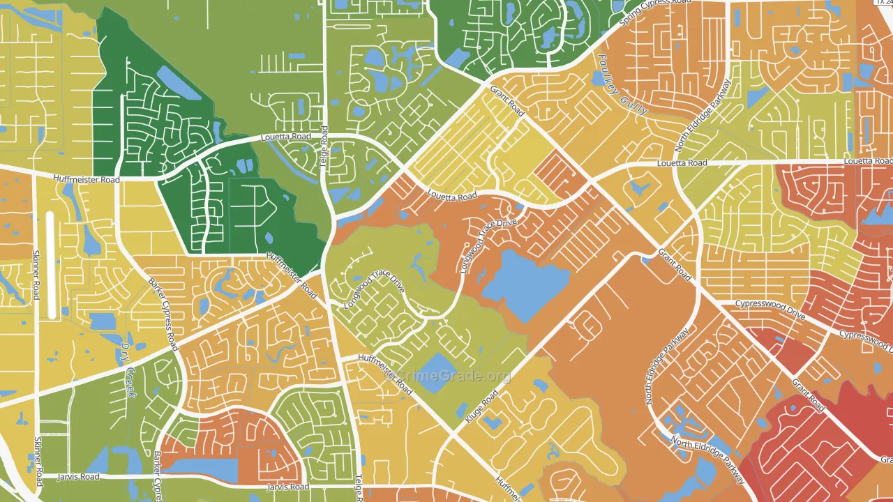 Longwood, Cypress, TX Map of Arson Rates