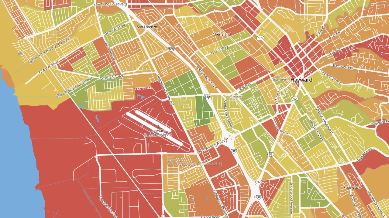 Longwood-Winton Grove, Hayward, CA Map of Arson Rates