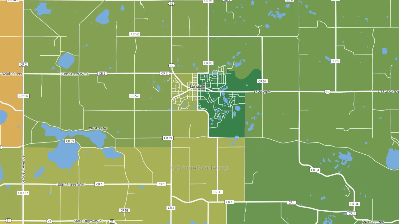 Lonsdale, MN Map of Arson Rates