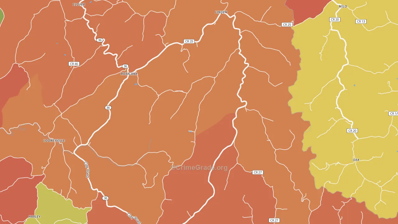 Looneyville, WV Map of Arson Rates
