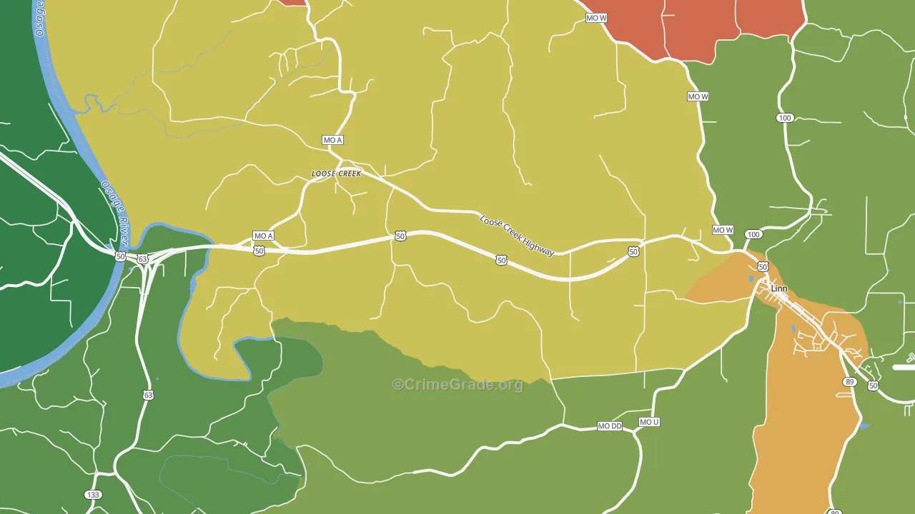 Loose Creek, MO Map of Arson Rates