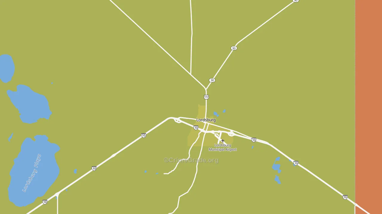 Lordsburg, NM Map of Arson Rates