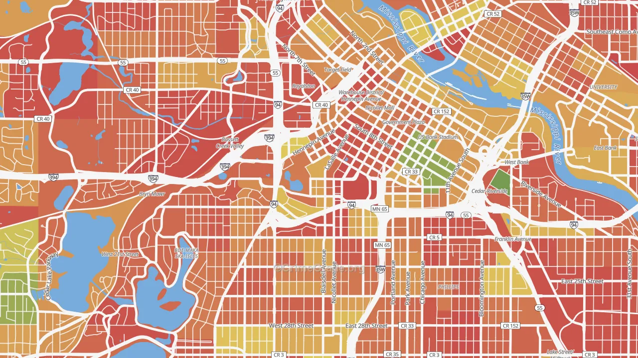 Loring Park, Minneapolis, MN Map of Arson Rates