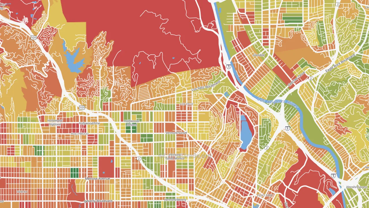 Los Feliz, Los Angeles, CA Map of Arson Rates