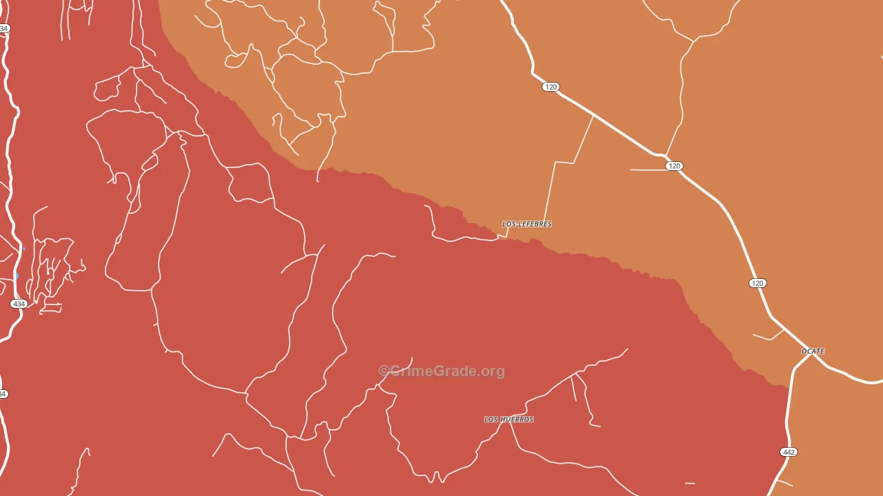 Los Hueros, NM Map of Arson Rates