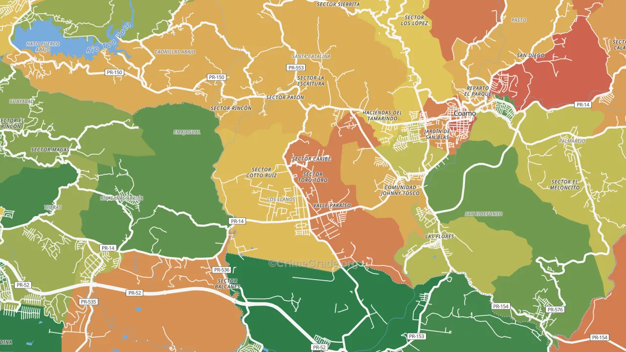 Los Llanos, PR Map of Arson Rates