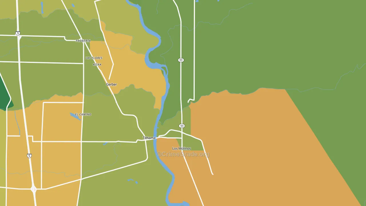 Los Molinos, CA Map of Arson Rates