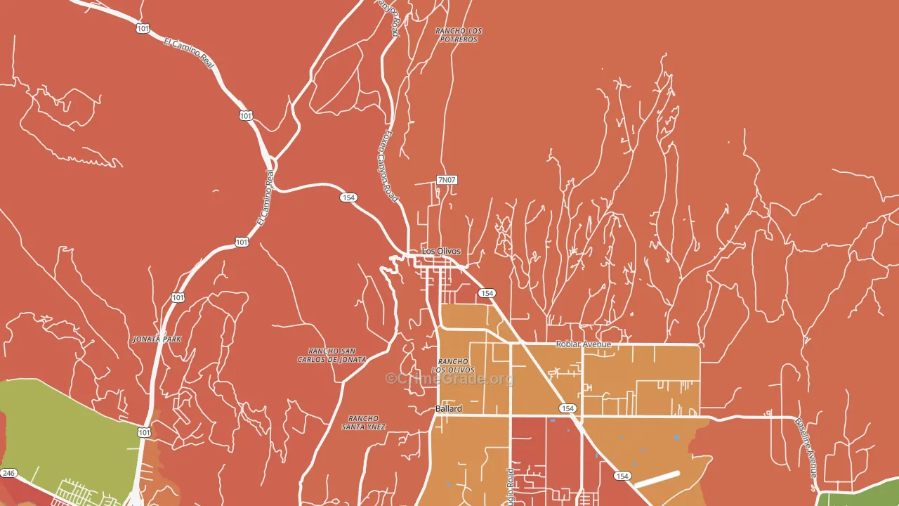 Los Olivos, CA Map of Arson Rates