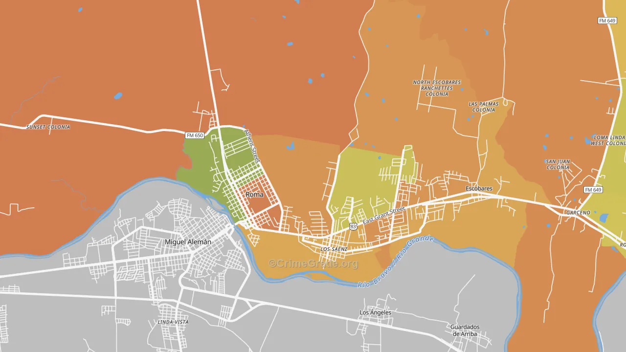 Los Saenz, TX Map of Arson Rates