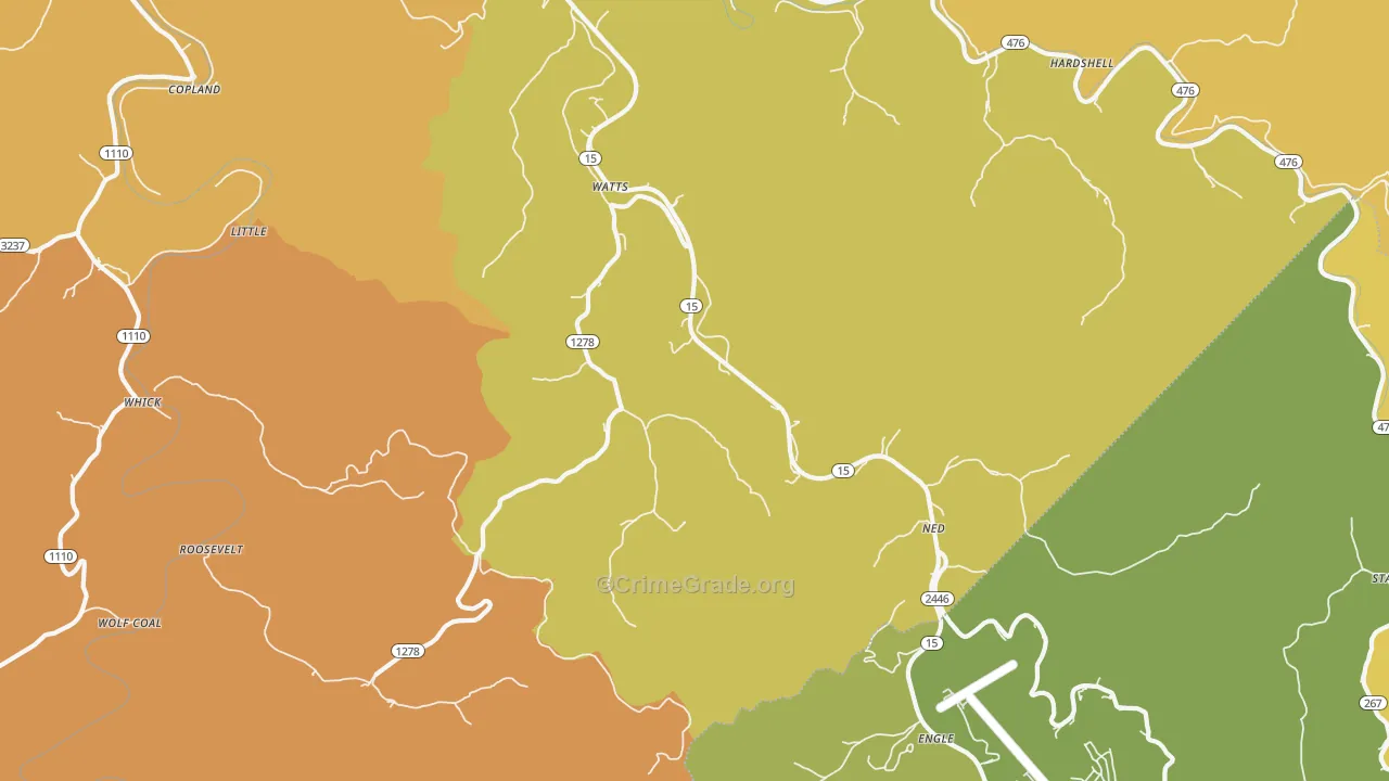 Lost Creek, KY Map of Arson Rates