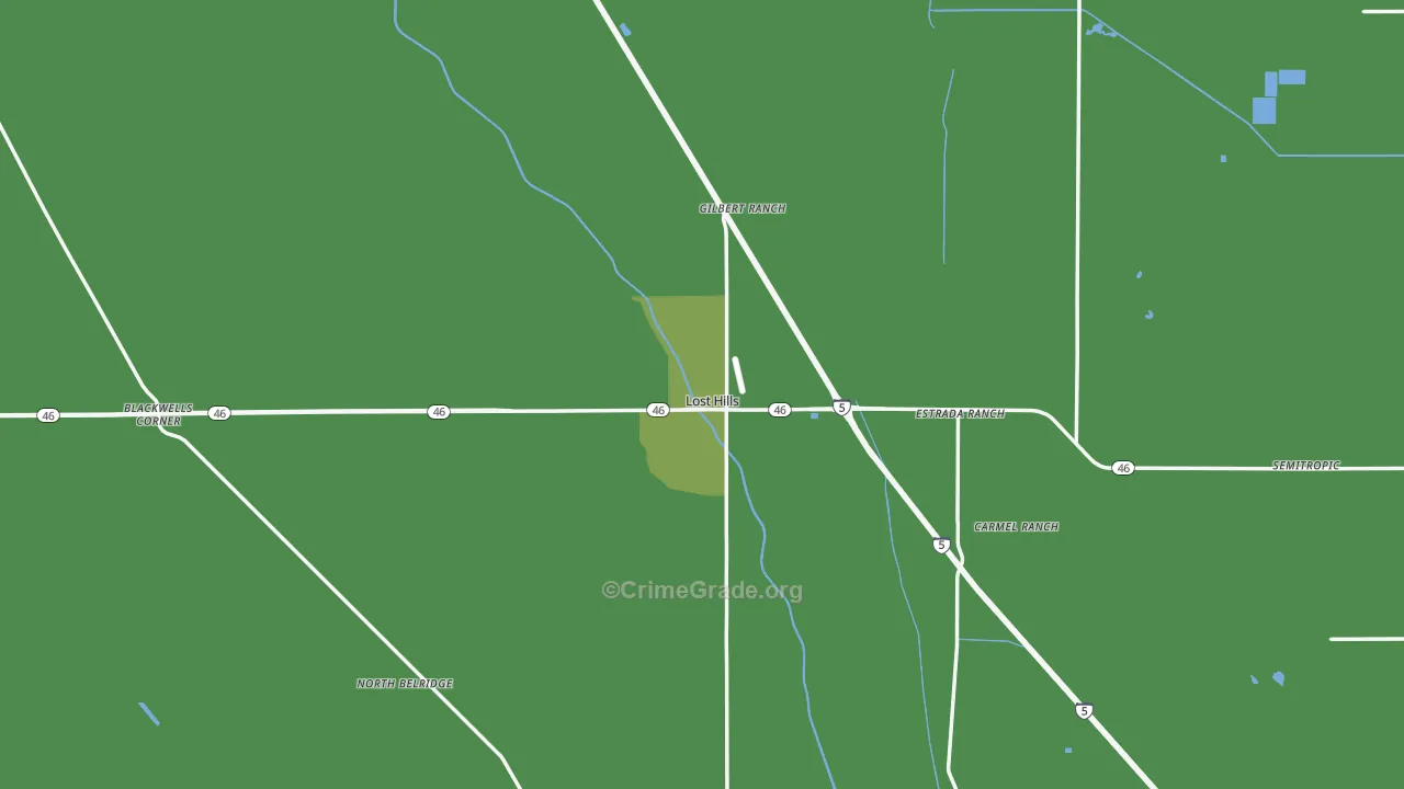 Lost Hills, CA Map of Arson Rates