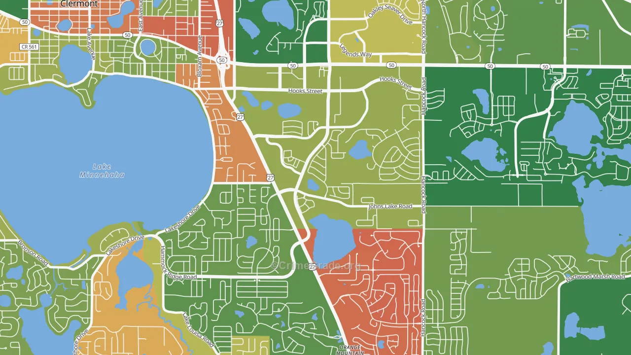 Lost Lake, Clermont, FL Map of Arson Rates