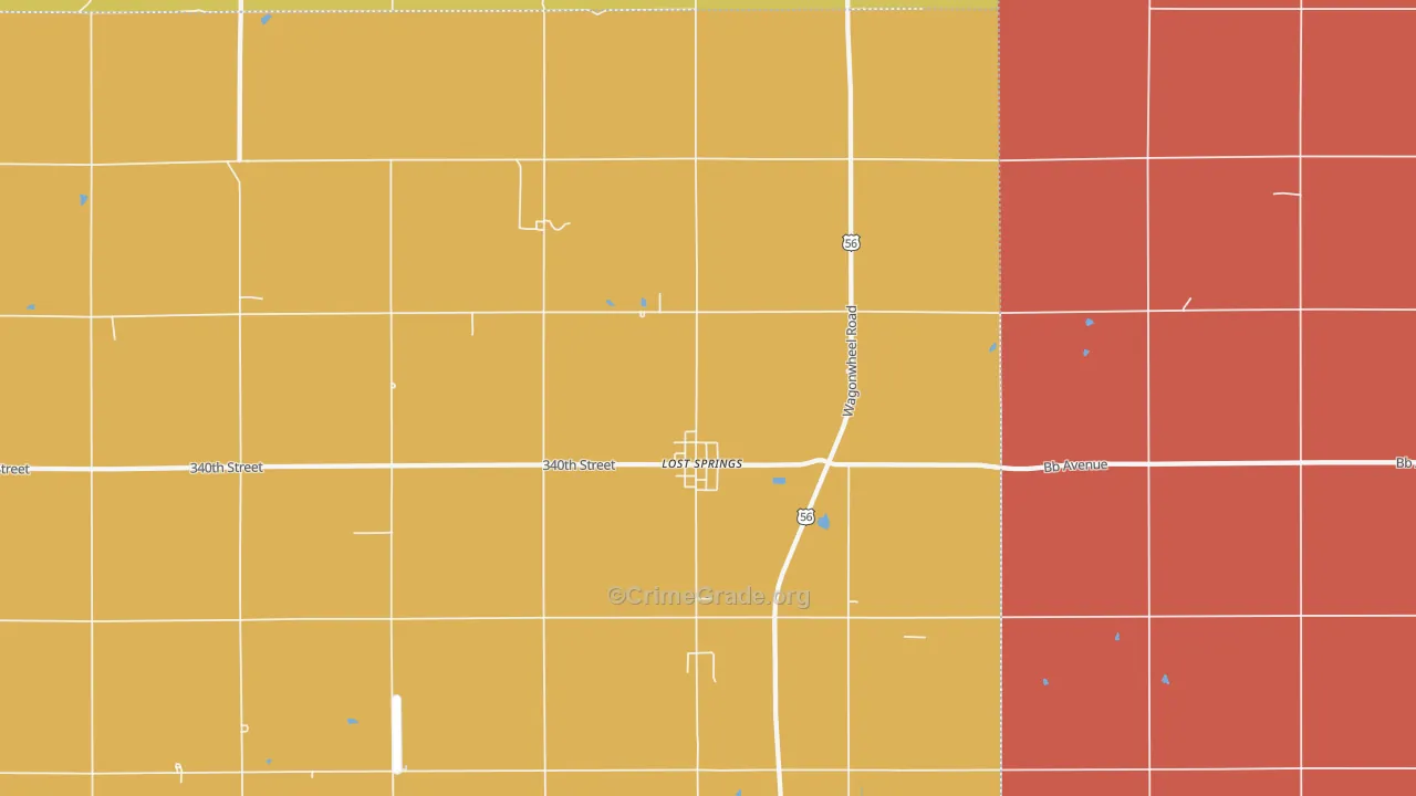 Lost Springs, KS Map of Arson Rates