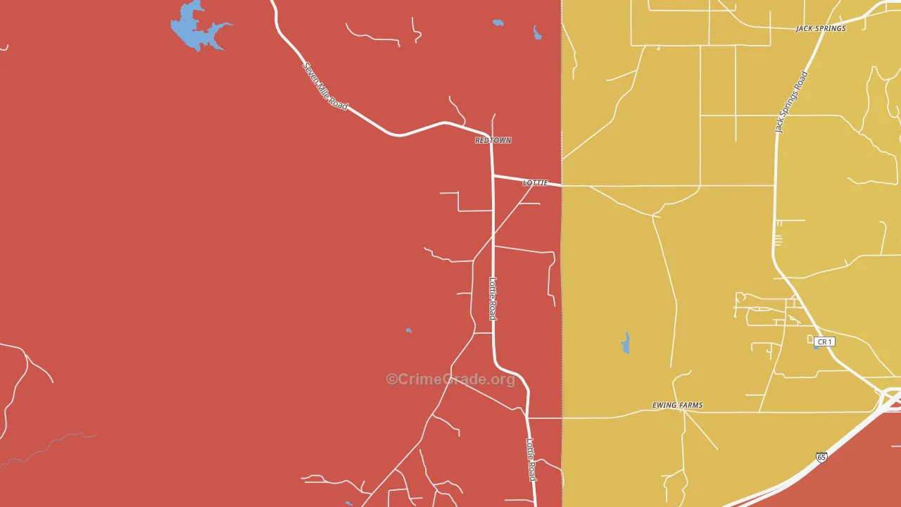 Lottie, AL Map of Arson Rates