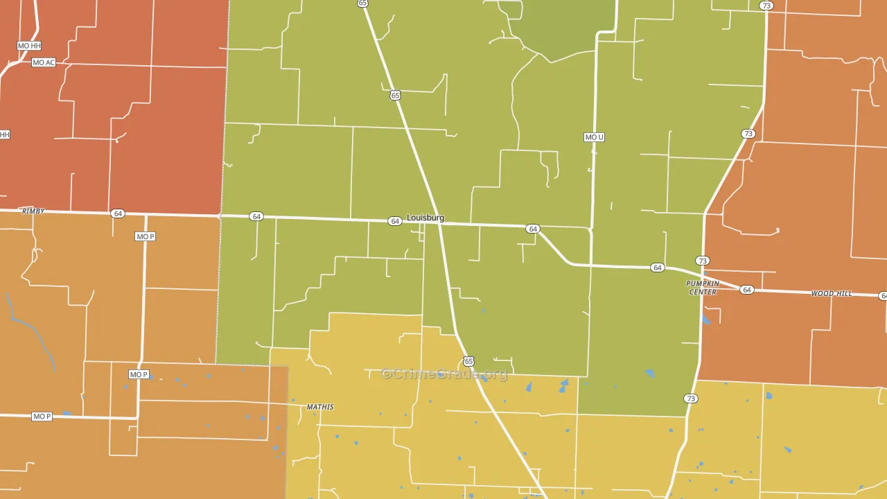 Louisburg, MO Map of Arson Rates