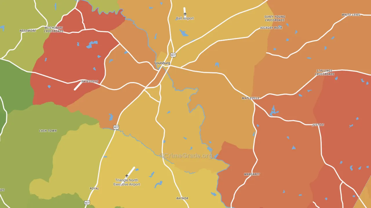 Louisburg, NC Map of Arson Rates