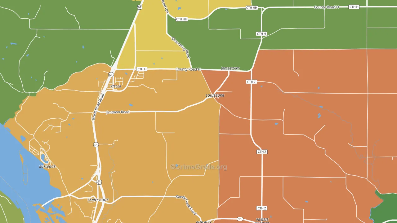 Louisburg, WI Map of Arson Rates