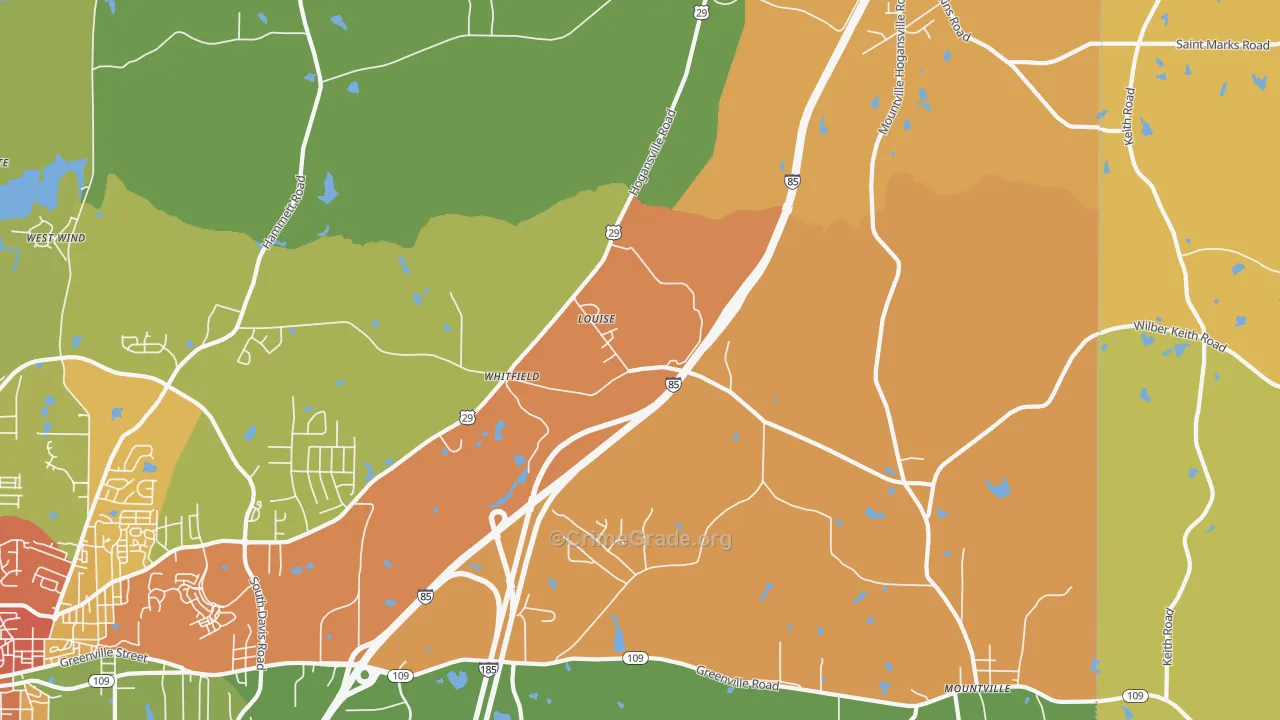 Louise, GA Map of Arson Rates